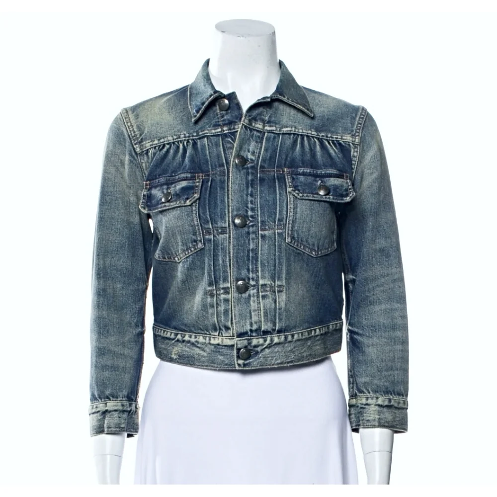 ☆NWT☆RALPH LAUREN PURPLE LABEL DISTRESSED DENIM JACKET- WOMEN'S SIZE LARGE - Picture 3 of 13